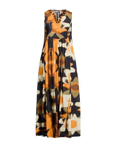 Connor & Blake Woman Maxi Dress Orange Size Xl Cotton In Multi