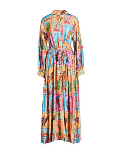 Connor & Blake Woman Maxi Dress Orange Size Xs Viscose In Multi