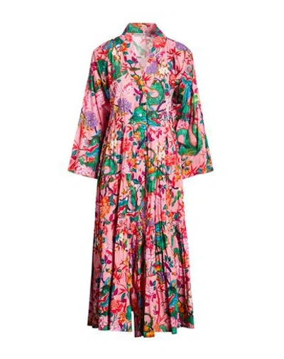 Connor & Blake Woman Maxi Dress Pink Size L Cotton In Multi