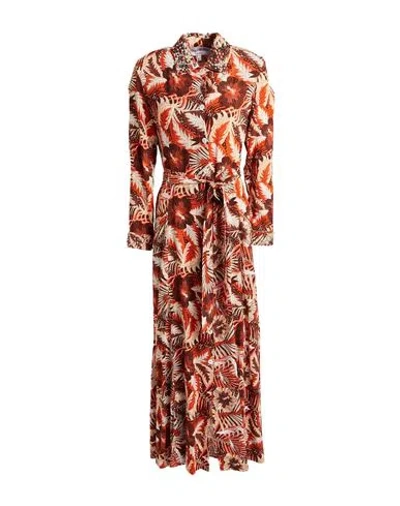Connor & Blake Woman Maxi Dress Rust Size Xl Viscose In Red