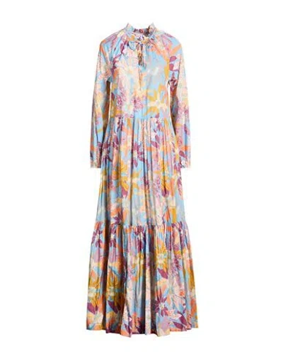 Connor & Blake Woman Maxi Dress Sky Blue Size L Cotton In Multi