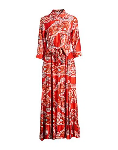 Connor & Blake Woman Maxi Dress Tomato Red Size Xs Viscose