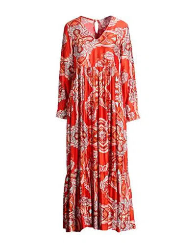 Connor & Blake Woman Maxi Dress Tomato Red Size Xs Viscose
