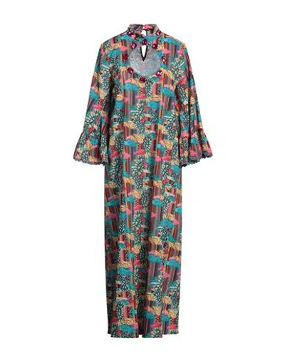 Connor & Blake Woman Maxi Dress Turquoise Size L Cotton In Blue