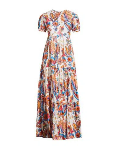 Connor & Blake Woman Maxi Dress White Size L Cotton In Multi