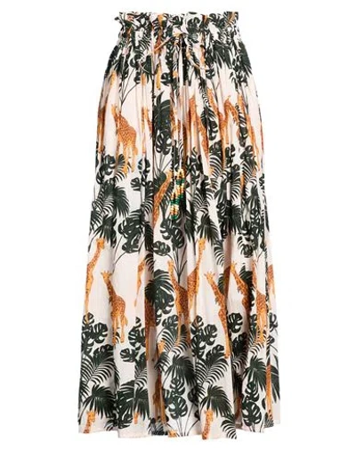 Connor & Blake Woman Maxi Skirt Beige Size L Cotton In Multi
