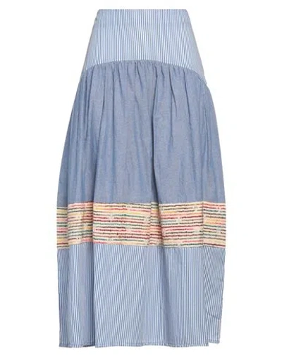 Connor & Blake Woman Maxi Skirt Blue Size M Cotton