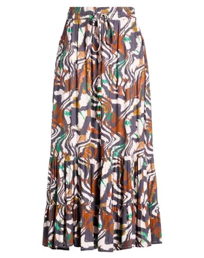 Connor & Blake Woman Maxi Skirt Brown Size L Viscose