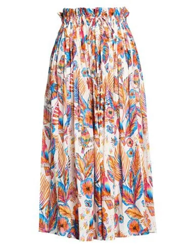 Connor & Blake Woman Maxi Skirt Cream Size L Cotton In Multi