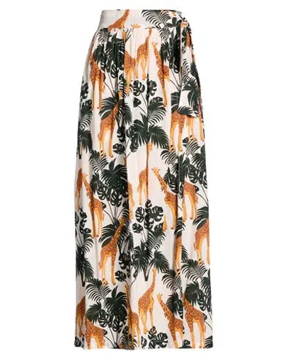 Connor & Blake Woman Maxi Skirt Cream Size Xl Cotton In Multi