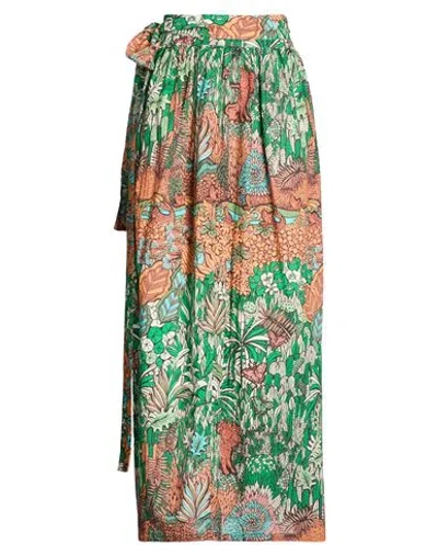 Connor & Blake Woman Maxi Skirt Green Size S Cotton In Multi