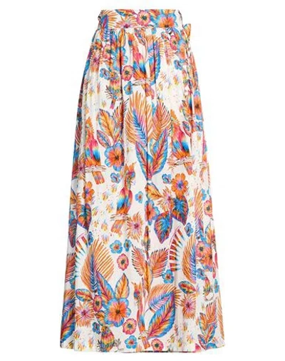 Connor & Blake Woman Maxi Skirt Ivory Size Xl Cotton In Multi