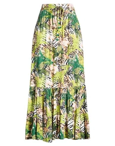 Connor & Blake Woman Maxi Skirt Lime Green Size L Viscose