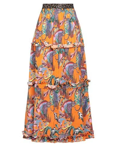 Connor & Blake Woman Maxi Skirt Orange Size Xl Cotton
