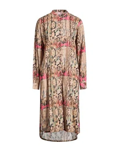 Connor & Blake Woman Midi Dress Beige Size M Cotton In Multi