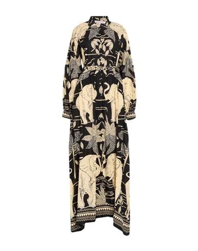 Connor & Blake Woman Midi Dress Black Size L Cotton In Multi
