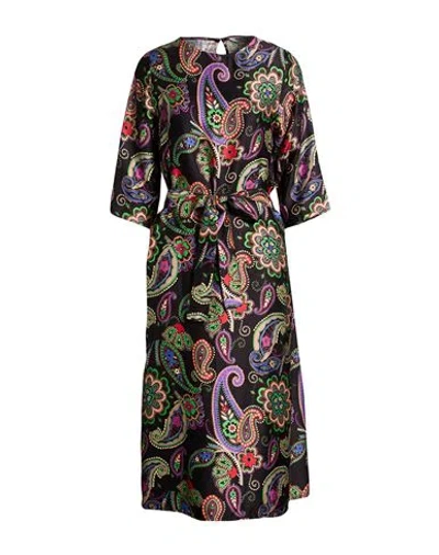 Connor & Blake Woman Midi Dress Black Size Xs Viscose In Multi