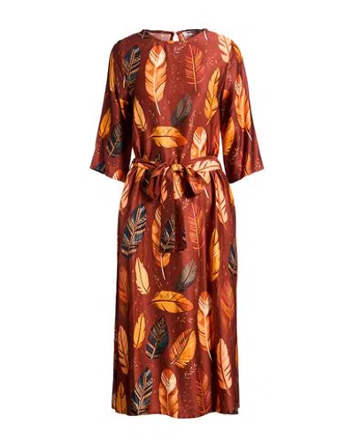 Connor & Blake Woman Midi Dress Brick Size Xs Viscose In Red