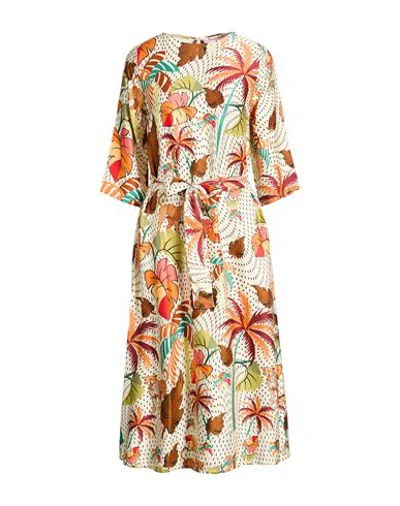 Connor & Blake Woman Midi Dress Ivory Size Xs Viscose In Red
