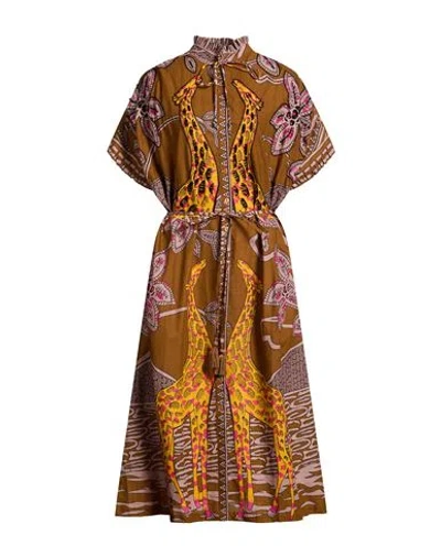 Connor & Blake Woman Midi Dress Khaki Size S Cotton In Beige