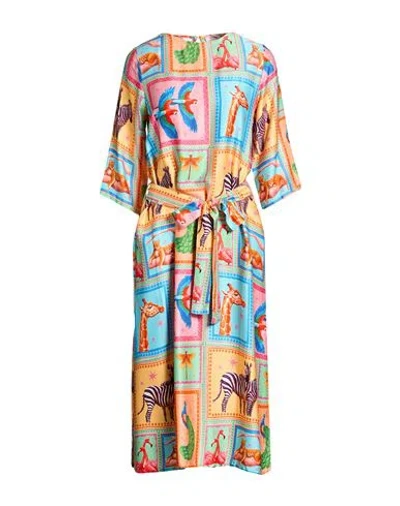 Connor & Blake Woman Midi Dress Orange Size Xs Viscose In Multi