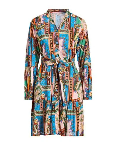 Connor & Blake Woman Mini Dress Azure Size Xl Cotton In Multi
