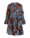 Connor & Blake Woman Mini Dress Light Blue Size L Cotton