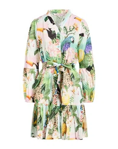 Connor & Blake Woman Mini Dress Light Green Size Xl Cotton