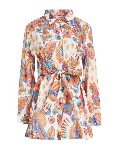 Connor & Blake Woman Mini Dress Orange Size Xl Cotton In Multi