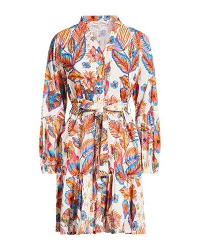 Connor & Blake Woman Mini Dress Orange Size Xl Cotton In Multi