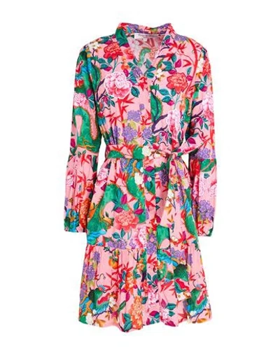 Connor & Blake Woman Mini Dress Pink Size Xl Cotton In Multi
