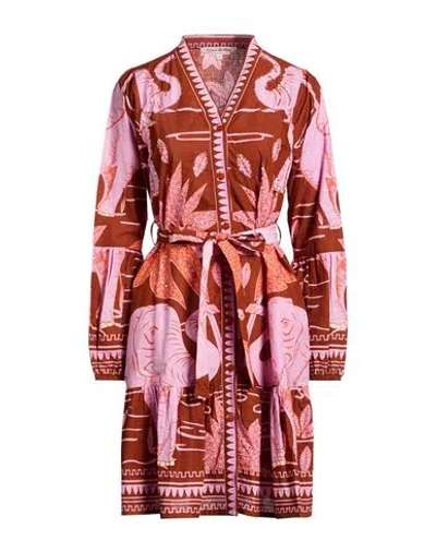 Connor & Blake Woman Mini Dress Rust Size Xl Cotton In Multi