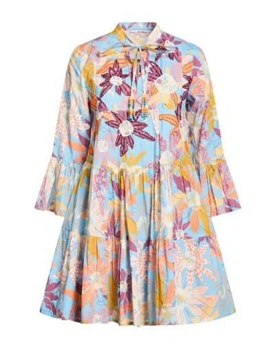 Connor & Blake Woman Mini Dress Sky Blue Size Xl Cotton In Multi