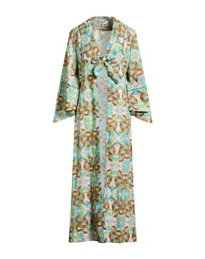 Connor & Blake Woman Overcoat & Trench Coat Green Size M Cotton In Multi