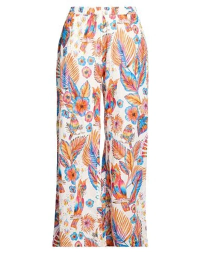 Connor & Blake Woman Pants Off White Size M Cotton In Multi