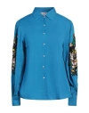 Connor & Blake Woman Shirt Azure Size L Viscose In Blue
