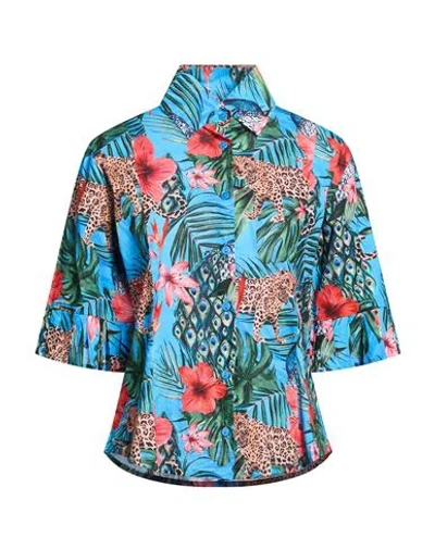 Connor & Blake Woman Shirt Azure Size Xl Cotton In Blue