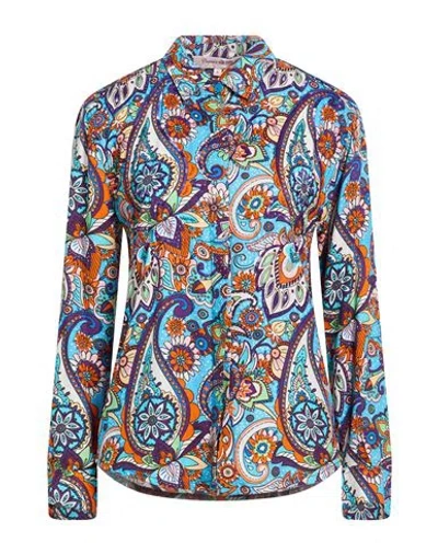 Connor & Blake Woman Shirt Azure Size Xl Viscose In Blue
