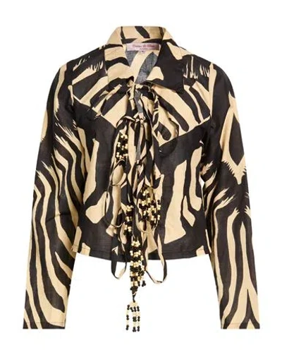 Connor & Blake Woman Shirt Beige Size M Cotton In Animal Print