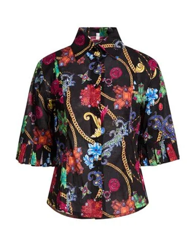Connor & Blake Woman Shirt Black Size Xl Cotton In Multi