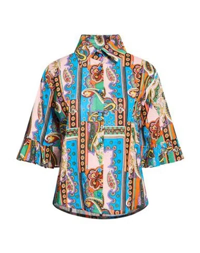Connor & Blake Woman Shirt Blue Size Xl Cotton In Multi