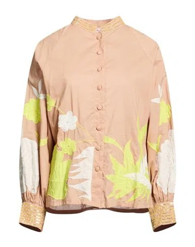 Connor & Blake Woman Shirt Camel Size L Textile Fibers In Neutral