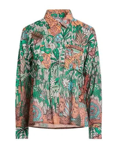 Connor & Blake Woman Shirt Green Size Xl Cotton In Multi