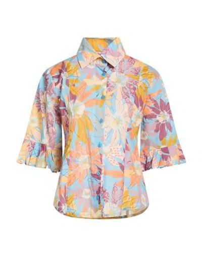 Connor & Blake Woman Shirt Light Blue Size Xl Cotton In Multi