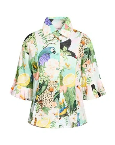 Connor & Blake Woman Shirt Light Green Size L Cotton In Multi