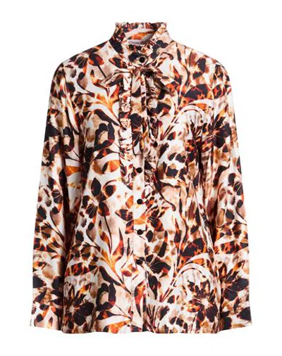 Connor & Blake Woman Shirt Orange Size Xs Viscose In Animal Print