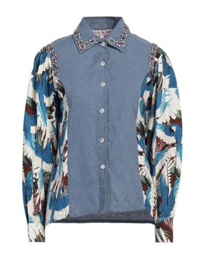 Connor & Blake Woman Shirt Slate Blue Size L Viscose