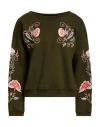 Connor & Blake Woman Sweatshirt Military Green Size Xl Cotton In Green