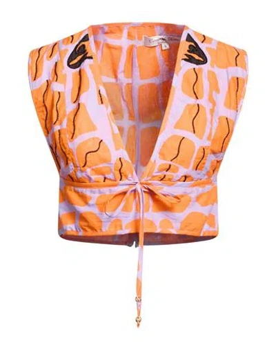 Connor & Blake Woman Top Orange Size M Cotton In Pink