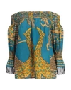 Connor & Blake Woman Top Slate Blue Size S Cotton In Blue